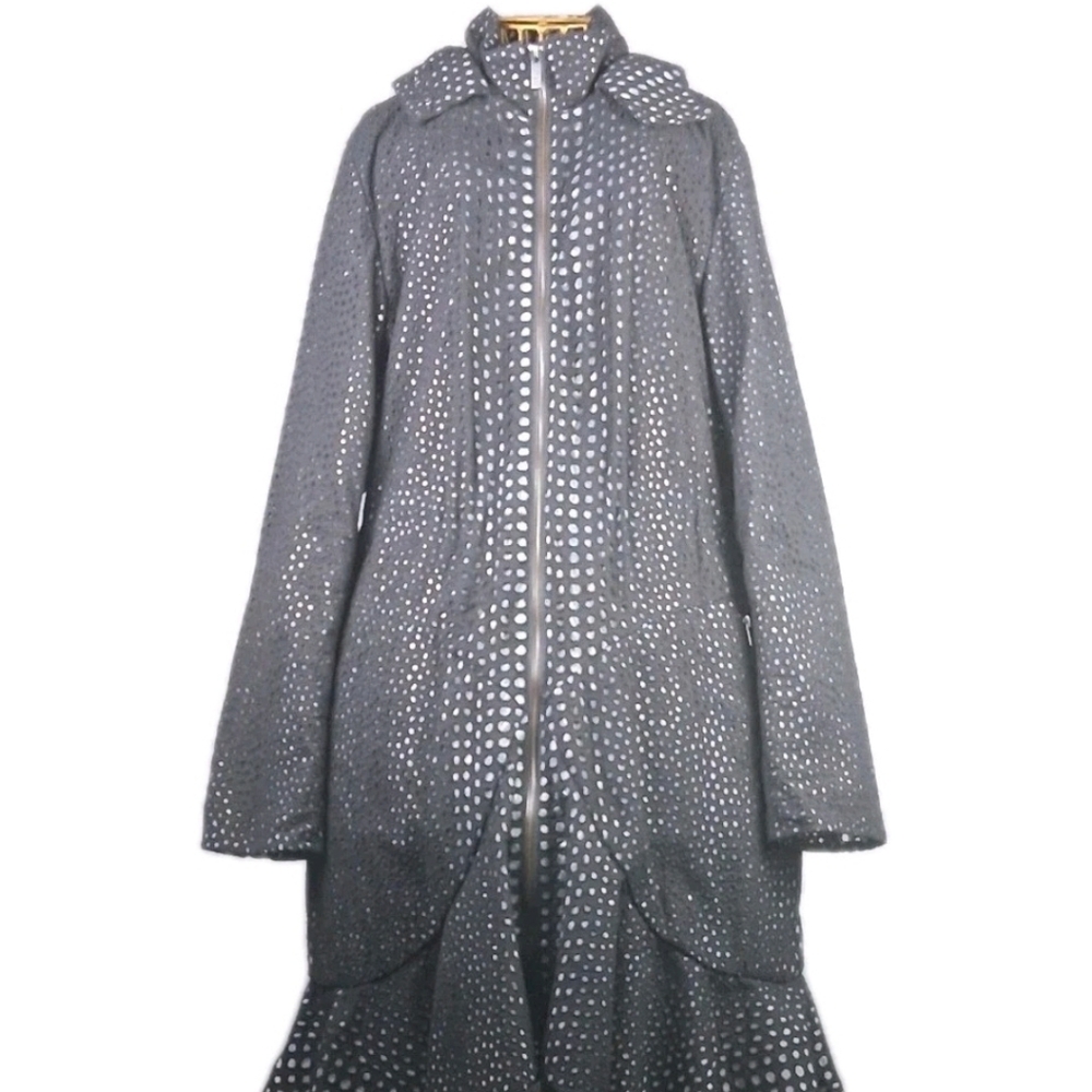 Zac Posen Black and White Polka Dot Trench Coat